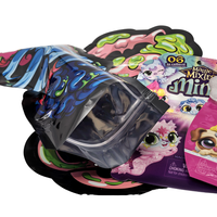 Sacs en Mylar personnalisés découpés sur mesure, holographiques, à motif de dessin animé, refermables, avec fermeture éclair, pour bonbons, collations et aliments, vente en gros