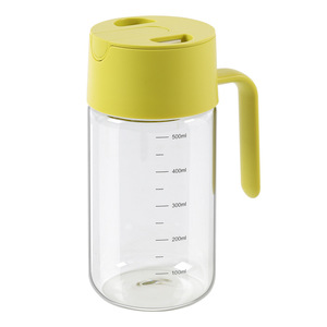 High Borosilicate Glass Oil Bottle Automatic Opening Kitchen Dispenser Large Capacity See Through Lid Plastic Household Soy - Product Image 5