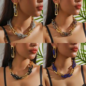 Conjunto <span class=keywords><strong>de</strong></span> bisutería para <span class=keywords><strong>mujer</strong></span>, declaración gruesa <span class=keywords><strong>de</strong></span> Hip Hop, aleación chapada en oro <span class=keywords><strong>de</strong></span> 18 quilates, pendientes <span class=keywords><strong>de</strong></span> eslabones cubanos, Gargantilla, conjuntos <span class=keywords><strong>de</strong></span> collar - Product Image 6