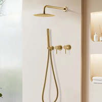 Nouvel ensemble de douche mural moderne en laiton à poignée unique avec thermostat et jets de pluie, système de douche de luxe pour salle de bain et hôtel
