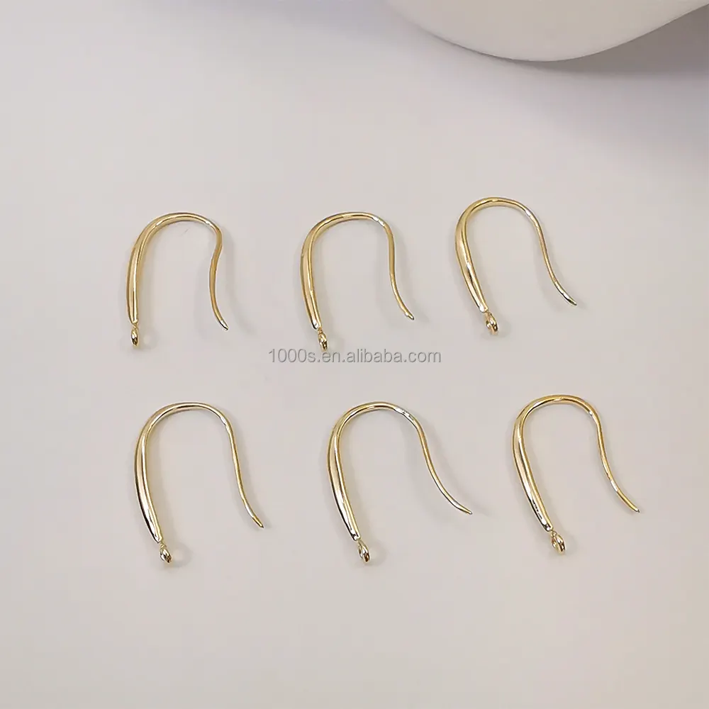 Crochet de boucle d'oreille en or véritable 14 carats vente en gros résultats de boucle d'oreille bricolage pour fournitures de fabrication de bijoux