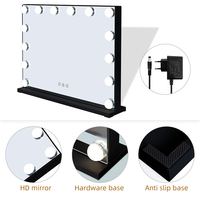 LED Dimmable 3 Color Light Smart for Desktop Vanity Mirror Metal Frame Single Square Silver Finish Customizable Mirror