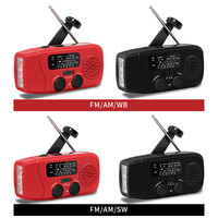 Radio portable solaire à manivelle avec LED, prévisions météo FM/AM et lampe torche multicolore pour le camping en extérieur