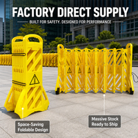 Barrière de sécurité rétractable de 13 pieds, barricade de circulation pliable avec roues non-marquantes, avertissement jaune ANSI OSHA pour utilisation en intérieur