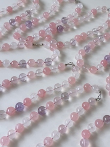 Vefiery 15-16mm Large Beads Mixed <b>Crystal</b> Jewelry <b>Set</b> Natural Rose Quartz Amethyst Clear Quartz Beaded Bracelet & Necklace - Product Image 1