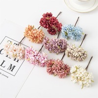 KEWEI 1887 Buket Sutra Murah Kecil Bunga Hydrangea Buatan untuk Dekorasi Taman, Pesta, dan Meja, Perlengkapan Bunga Grosir