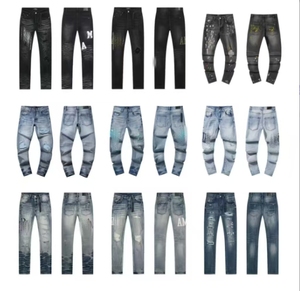 بنطلون جينز أميريز 2025 الأفضل مبيعًا للرجال كاجوال بقصة ضيقة مطرز، بنطلون راكبي الدراجات من الدينيم القطني الممزق بتصميم عصري للجنسين - Product Image 1