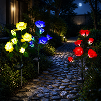 Lampes solaires LED en forme de rose pour l'extérieur, étanches, lampes à piquet pour pelouse, indice de protection IP65, lampe solaire portable en PVC en forme de fleur