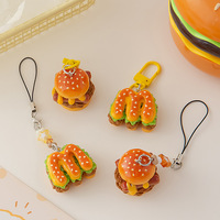 Porte-clés hamburger 3D fait main, nouveau modèle tendance, breloques cheeseburger et burger pour sacs, mini-aliments