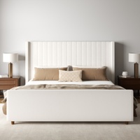 Daiilio TikTok Promotion Chaud Cadre de Lit Minimaliste Moderne en Bois de Chêne Réglable avec Revêtement en Velours Tailles Double/Queen/King Durable 1000LBS