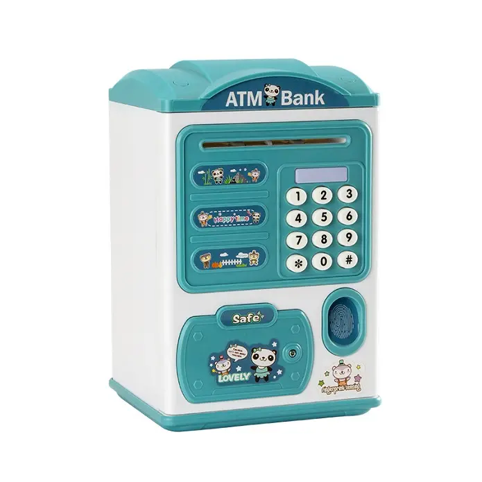 子供の貯金箱のおもちゃパスワードキー付きの本物のATM電子マネーセーバーフィンガープリントキー現金のおもちゃを保つ