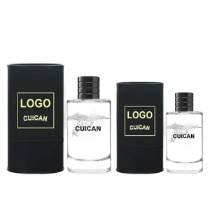 30ml 50ml 100ml empty perfume bottle packaging round black glass perfume bottle with box and customized lid