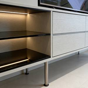 Ensemble de meuble TV intégré de couleur claire moderne, meubles de salon minimalistes, armoire de rangement de luxe sur pied - Product Image 6