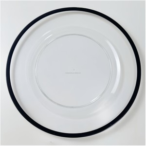 Assiette <span class=keywords><strong>de</strong></span> présentation en acrylique transparent <span class=keywords><strong>de</strong></span> 13 pouces avec bord doré, multicolore, pour la mise en <span class=keywords><strong>table</strong></span> <span class=keywords><strong>de</strong></span> mariage <span class=keywords><strong>et</strong></span> <span class=keywords><strong>de</strong></span> fête (vente en gros) - Product Image 3