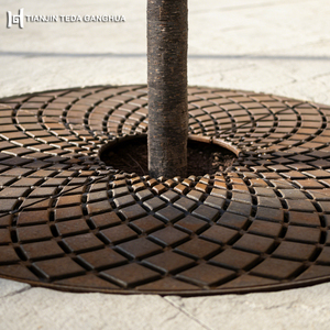 Grille de protection d'arbres en acier Corten sur mesure, ronde, en métal, pour jardin urbain, avec <span class=keywords><strong>patine</strong></span> de <span class=keywords><strong>rouille</strong></span>, OEM disponible - Product Image 3