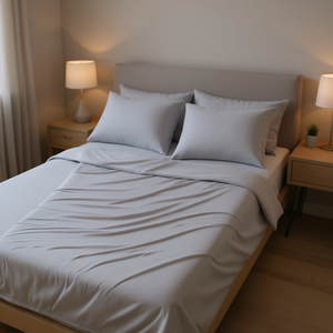 Glacial Gray T-Shirt <b>Sheet</b> Set <b>Single</b> Size Breathable Cotton <b>Bedding</b> for Home Use - Product Image 2