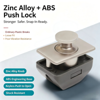 Loquet à poussoir sans clé en alliage de zinc et ABS nickelé nacré pour camping-car, caravane, bateau, armoire marine – Plus robuste, plus sûr, à enclenchement rapide, résistant aux chocs