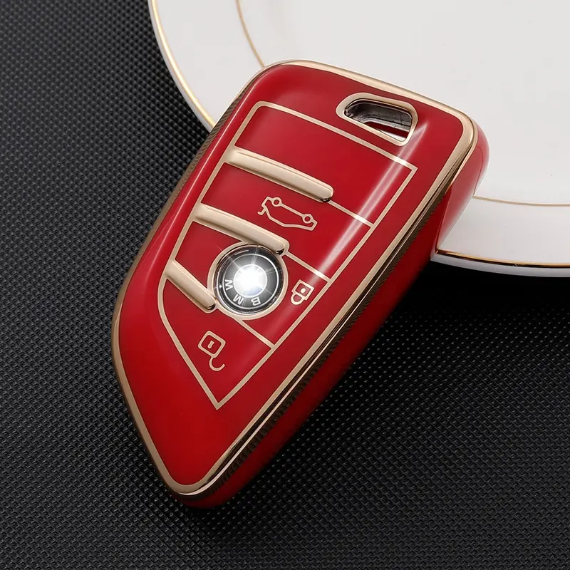 New design 2022 car accessories gloden edge premium quality car key case TPU car key cover for B M W X series