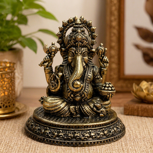 Antique Finish Brass Lord Krishna <b>Statue</b> Handcrafted <b>Religious</b> Figure Outdoor Tabletop Temple Puja Feng Shui Gifts - Product Image 1