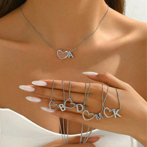 <span class=keywords><strong>Collar</strong></span> con corazón e <span class=keywords><strong>inicial</strong></span> minimalista XL264, joyería personalizada de acero inoxidable chapado en oro de 18 quilates para mujer, regalo de San Valentín - Product Image 6