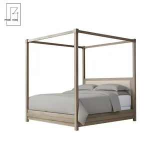 Su misura elevata letto in stile francese, commercio all'ingrosso solido letto in legno, tessuto di modo di legno letto