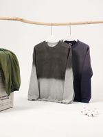 Fabricants de vêtements, sweat-shirt pour homme à col rond dégradé lavé 370g, automne et hiver, rétro, ample, manches longues