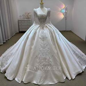 Luxurious Ball Gown Floor-Length Bohemian <b>Wedding</b> Dress for Women Chapel Train Spandex/Polyester Quality Satin LSJJ70 for - Product Image 1