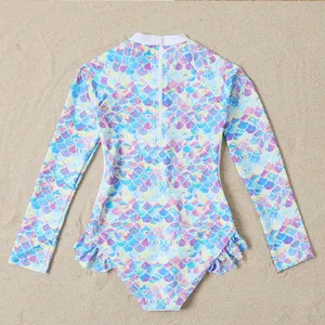 Benutzer definierte süße Bikini süße Kinder Sublimation druck Bade bekleidung Sommer Badeanzüge Baby Mädchen Langarm Haut ausschlag Badeanzug 3M-3T