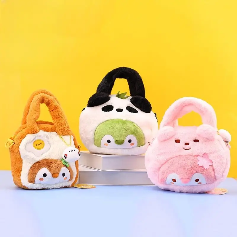 Yüksek kalite sevimli pozitif enerji kaz peluş oyuncaklar penguen çanta japon kız karikatür çanta penguen peluş omuzdan askili çanta