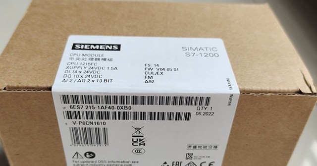 6ES72151AF400XB0 SIMATIC S7-1200 CPU 1215FC DC/DC/DC 14DI 10DO 2AI 2AO