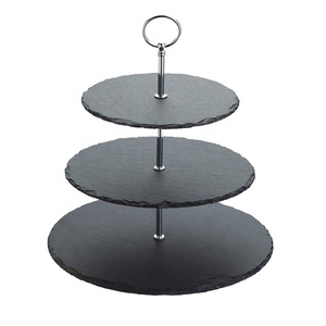 Bán Buôn 3 Lớp Tự Nhiên Slate Thực Phẩm Bánh Đứng Vòng Tầng Phục Vụ Hiển Thị Platter Cho Đám Cưới Và Sinh Nhật Bên - Product Image 6