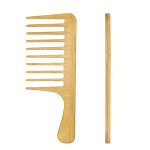 Peigne à dents larges en bois fait main avec poignée, écologique, antistatique, anti-frisottis, grand format - Product Image 4