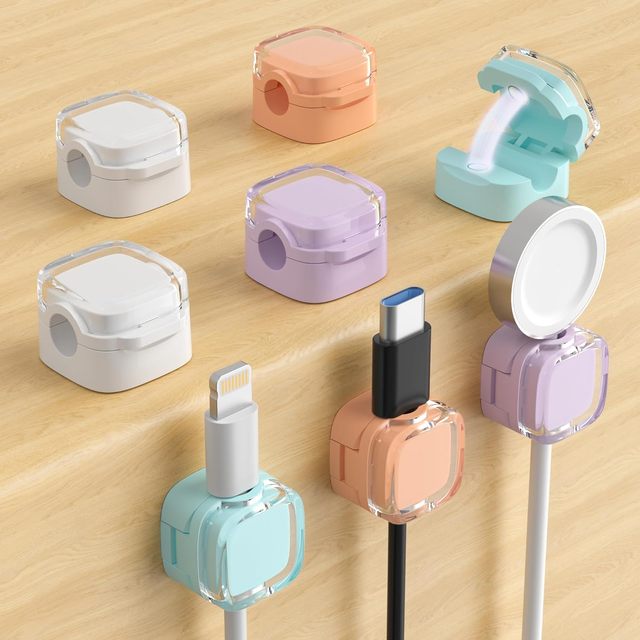 Desk Magnetic Plastic Cable Organizer with Adhesive Holder Durable & Waterproof for Earbuds/Headphones