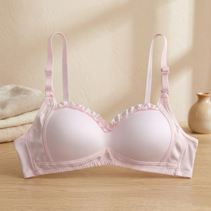 Sujetador de punto transpirable con encaje fino y tirantes ajustables para estudiantes, ideal para el verano, cómodo para busto pequeño, color liso, uso diario. - Product Image 3