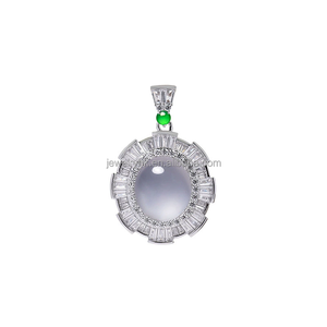 Conjunto de Piedras Preciosas de Jadeíta con Colgante de Cristal Blanco Transparente como el Hielo, Estilo Clásico, Aniversario, Estrella Eterna, Lujo Exclusivo, Collar para Mujer - Product Image 1