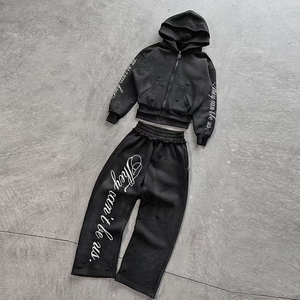 Tute Sportive Nere e Arancioni di Lusso, Set Jogger a Gamba Larga per Uomo, Felpe e Tute in Cotone Personalizzate con Logo Ricamato - Product Image 3