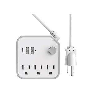 Enchufe de 125V tomacorrientes USB y tipo C con rotación alrededor de 0-180 grados cable de extensión eléctrico libremente