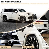 Kit de carrosserie en fibre de verre de style WD pour Lexus LX600 Kit de carrosserie large Lèvre avant Diffuseur arrière Arches de roue Spoiler de toit Aile de coffre