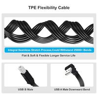Câble d'imprimante USB à 90 degrés, câble USB 2.0 plat de type A mâle vers type B mâle, transfert de données à 480 Mbps