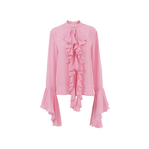Camicie Casual in Chiffon Bianco con <span class=keywords><strong>Volant</strong></span> Linad, Bluse e <span class=keywords><strong>Top</strong></span> Femminili con Maniche a Campana e <span class=keywords><strong>Volant</strong></span> Laminati - Product Image 5