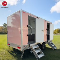 Remorque de toilettes mobiles Cogsun avec accès facile par rampe et structure stable en HDPE, remorque de toilettes portables