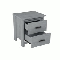 Design élégant Vintage gris clair 4 pièces ensemble de chambre à coucher Queen Size avec 2 tables de chevet 1 cadre de lit de commode finition de haute qualité durable