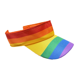 Rainbow Striped Y2K Visor Adjustable <b>Flat</b> Brim Unisex Sun <b>Hat</b> for Beach Summer Outdoor Activities Adults 100% Polyester Four - Product Image 1