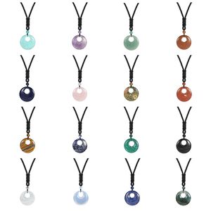 Buena calidad, venta al por mayor, 30MM, forma de Ción, piedras preciosas naturales, colgantes de cristal, collar con cadena de cuerda negra de nailon tejida a mano - Product Image 1