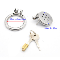 Anneau de chasteté plat en acier inoxydable pour hommes, 40 mm, 45 mm, 50 mm, avec verrou anti-évasion, cage de chasteté, produit sexuel pour adultes