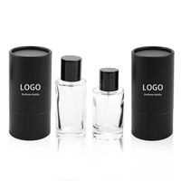 Botellas de Perfume de Vidrio de Lujo de Alta Calidad de 30 ml, 50 ml y 100 ml para Hombre y Mujer, Transparentes, Redondas, Vacías, Recargables, con Pulverizador y Sello