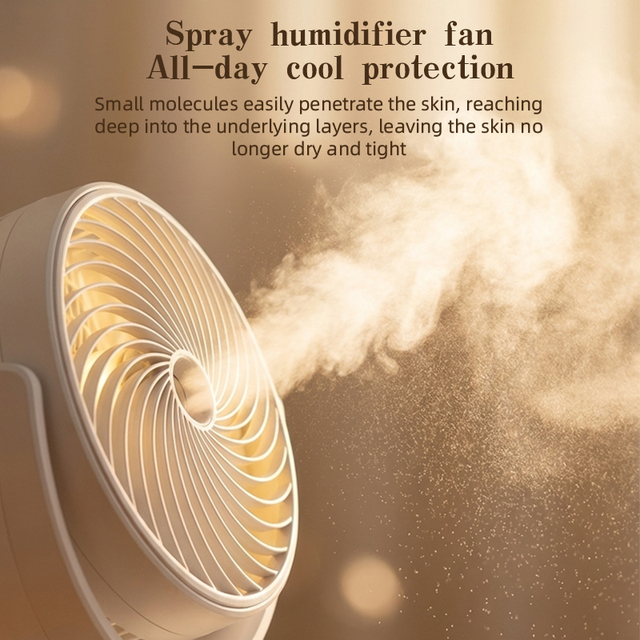 Outdoor Fan Spray Mist RGB Lighting USB/Battery-Powered Rechargeable Portable Evaporative Air Cooler for Car Use