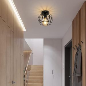 Lampada a Sospensione Industriale Moderna Nera Semi-Incasso in <span class=keywords><strong>Metallo</strong></span> Stile Watermelon E27 per Illuminazione Casa Soggiorno Camera da Letto - Product Image 6