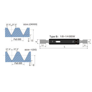 शाही मानक Whitworth स्टील गेज जाने और NoGo 1/8 ~ 2 बीएसडब्ल्यू BSF धागा प्लग गेज - Product Image 2
