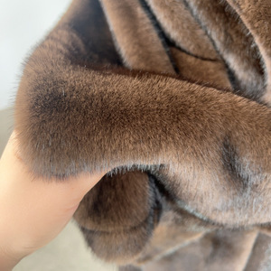 Nuovissimo <span class=keywords><strong>Cappotto</strong></span> in Finta Pelliccia di Visone <span class=keywords><strong>Viola</strong></span> con Motivo a Stelle, Versione Lunga per Donne - Product Image 3